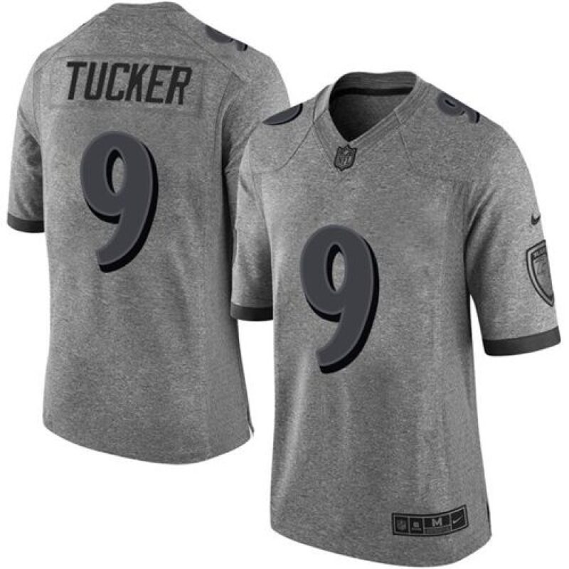 6862522ec8630_1 Ravens #9 Justin Tucker Gray Men's Stitched NFL Limited Gridiron Gray Jersey