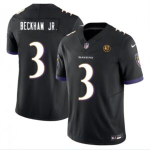 6862525f1a57d_1 Men's Baltimore Ravens #3 Odell Beckham Jr. Black 2023 F.U.S.E. With John Madden Patch Vapor Limited Football Jersey