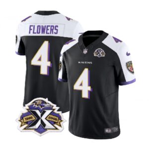 6862526db84be_1 Men's Baltimore Ravens #4 Zay Flowers Black/White 2023 F.U.S.E With Patch Throwback Vapor Limited Jersey