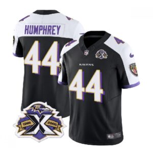 6862527525278_1 Men's Baltimore Ravens #44 Marlon Humphrey Black/White 2023 F.U.S.E With Patch Throwback Vapor Limited Jersey