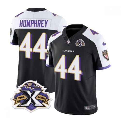 6862527525278_1 Men's Baltimore Ravens #44 Marlon Humphrey Black/White 2023 F.U.S.E With Patch Throwback Vapor Limited Jersey