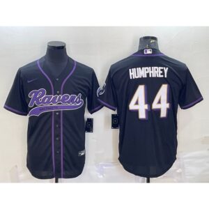 6862527fba2db_1 Men's Baltimore Ravens #44 Marlon Humphrey Black With Patch Cool Base Stitched Baseball Jersey