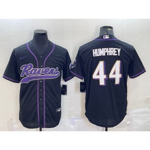 6862527fba2db_1 Men's Baltimore Ravens #44 Marlon Humphrey Black With Patch Cool Base Stitched Baseball Jersey