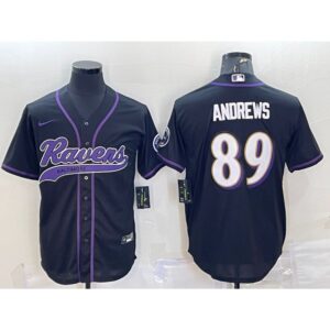 6862528db395c_1 Men's Baltimore Ravens #89 Mark Andrews Black With Patch Cool Base Stitched Baseball Jersey