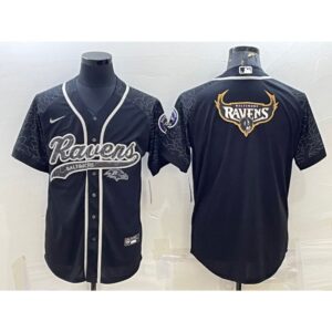 68625294ce393_1 Men's Baltimore Ravens Black Reflective Team Big Logo With Patch Cool Base Stitched Baseball Jersey