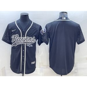 68625297ea978_1 Men's Baltimore Ravens Blank Black Reflective With Patch Cool Base Stitched Baseball Jersey
