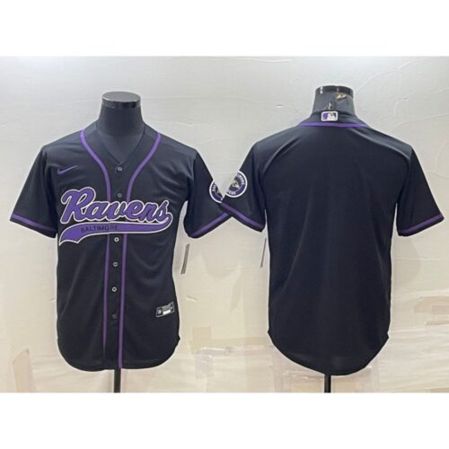 6862529e97e81_1 Men's Baltimore Ravens Blank Black With Patch Cool Base Stitched Baseball Jersey