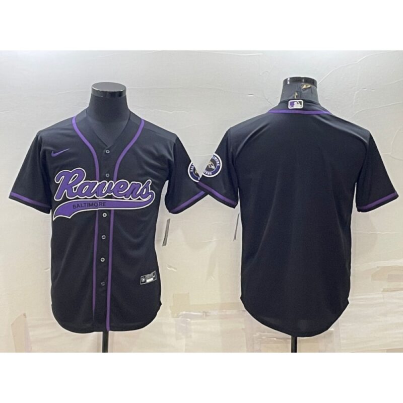 6862529e97e81_1 Men's Baltimore Ravens Blank Black With Patch Cool Base Stitched Baseball Jersey