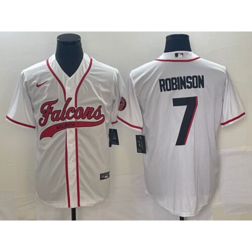 686252ffaf9a6_1 Men's Atlanta Falcons #7 Bijan Robinson White With Patch Cool Base Stitched Baseball Jersey