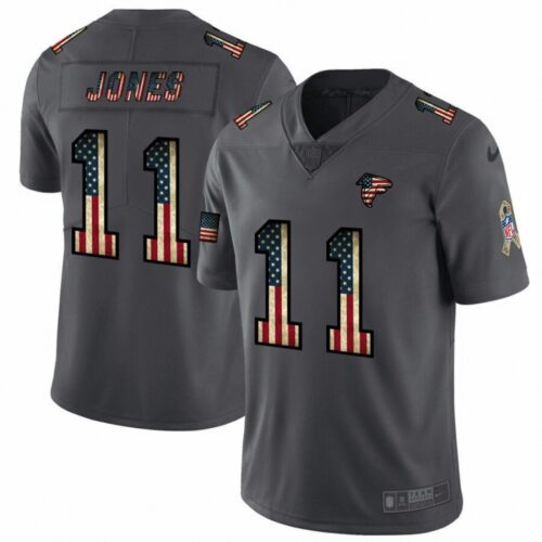 6862541090046_1 Men's Atlanta Falcons #11 Julio Jones Grey 2019 Salute To Service USA Flag Fashion Limited Stitched NFL Jersey