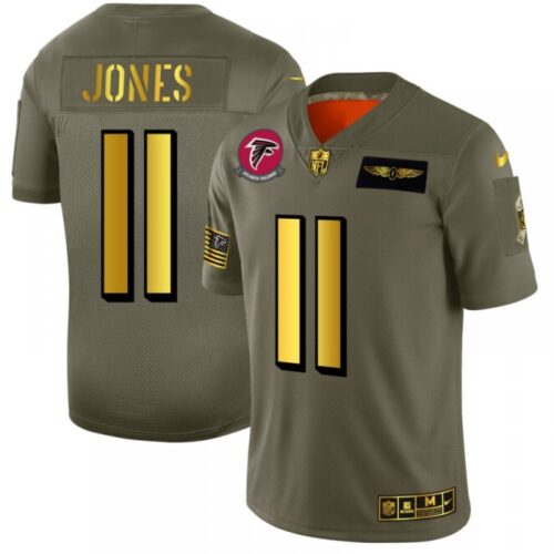 686254234e37d_1 Men's Atlanta Falcons #11 Julio Jones 2019 Olive/Gold Salute To Service Limited Stitched NFL Jersey