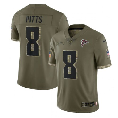 6862543bad82d_1 Men's Atlanta Falcons #8 Kyle Pitts Olive 2022 Salute To Service Limited Stitched Jersey