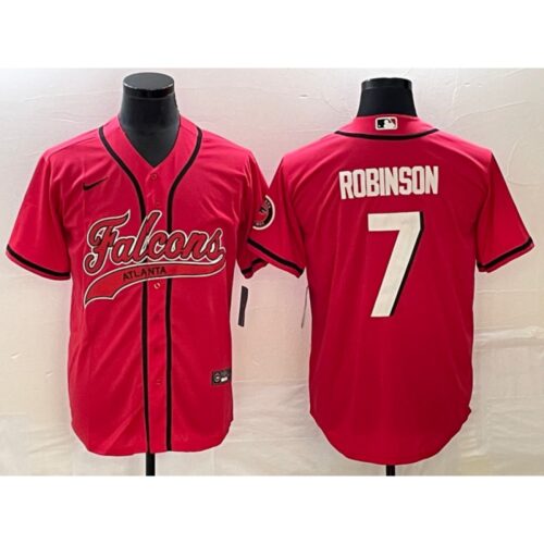 6862544d1c611_1 Men's Atlanta Falcons #7 Bijan Robinson Red With Patch Cool Base Stitched Baseball Jersey