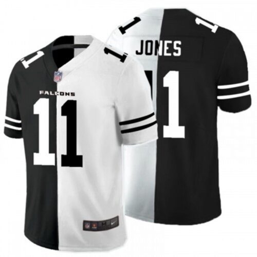 6862560adb2a3_1 Men's Atlanta Falcons #11 Julio Jones Black And White Split Limited Stitched Jersey