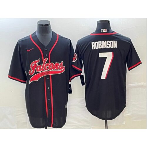 6862588e17373_1 Men's Atlanta Falcons #7 Bijan Robinson Black With Patch Cool Base Stitched Baseball Jersey