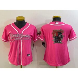 68625c9ad7636_1 Women's Tampa Bay Buccaneers Pink Team Big Logo With Patch Cool Base Stitched Baseball Jersey(Run Small)