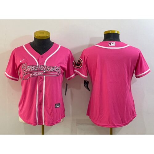 68625c9dd7d8b_1 Women's Tampa Bay Buccaneers Blank Pink With Patch Cool Base Stitched Baseball Jersey(Run Small)