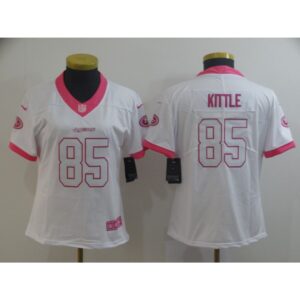 68625cb647823_1 Women's NFL San Francisco 49ers #85 George Kittle White/Pink Vapor Untouchable Limited Stitched Jersey