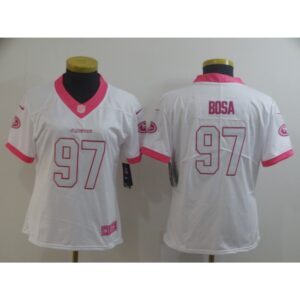 68625cb93ee28_1 Women's NFL San Francisco 49ers #97 Nick Bosa White/Pink Vapor Untouchable Limited Stitched Jersey(Run Small)