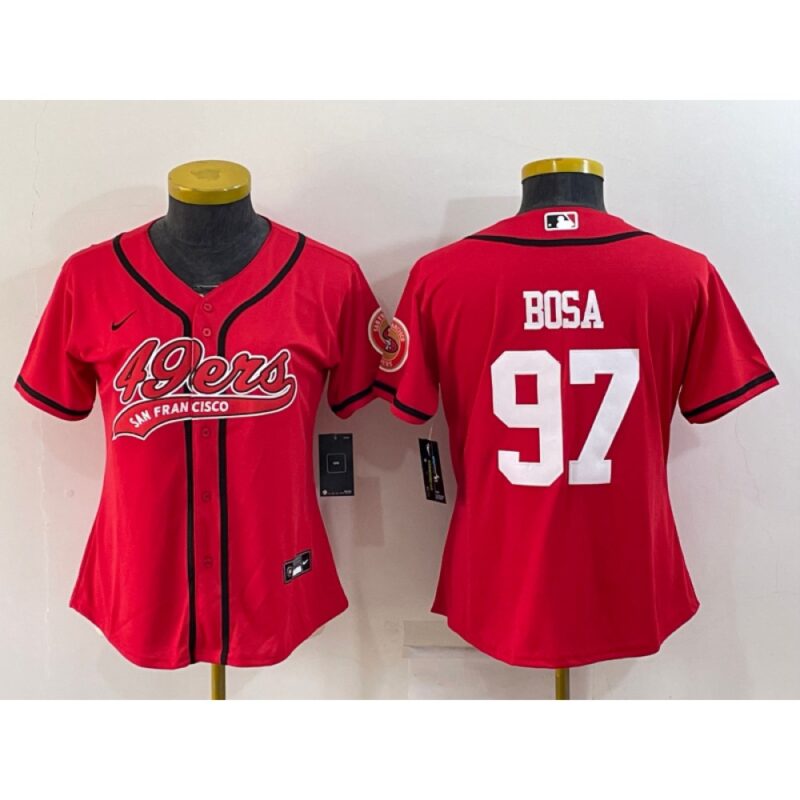 68625d2517989_1 Women's San Francisco 49ers #97 Nick Bosa Red With Patch Cool Base Stitched Baseball Jersey(Run Small)