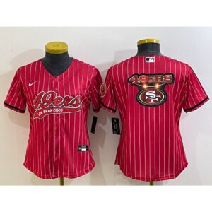 68625d27ed0e1_1 Women's San Francisco 49ers Red Team Big Logo With Patch Cool Base Stitched Baseball Jersey(Run Small)