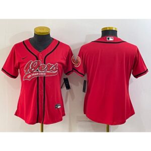 68625d30f40b1_1 Women's San Francisco 49ers Blank Red With Patch Cool Base Stitched Baseball Jersey(Run Small)