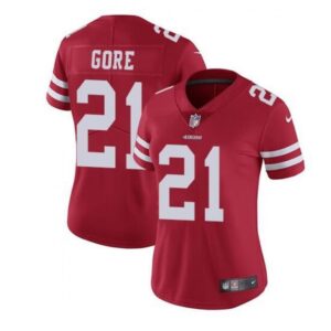 68625d33e051e_1 Women's San Francisco 49ers #21 Frank Gore Red Stitched Jersey(Run Small)