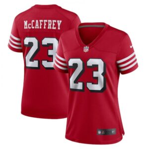 68625d36ca474_1 Women's San Francisco 49ers #23 Christian McCaffrey New Red Stitched Jersey(Run Small)