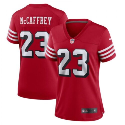 68625d36ca474_1 Women's San Francisco 49ers #23 Christian McCaffrey New Red Stitched Jersey(Run Small)