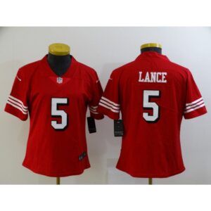 68625d3ccb229_1 Women's San Francisco 49ers #5 Trey Lance Red Stitched Jersey(Run Small)
