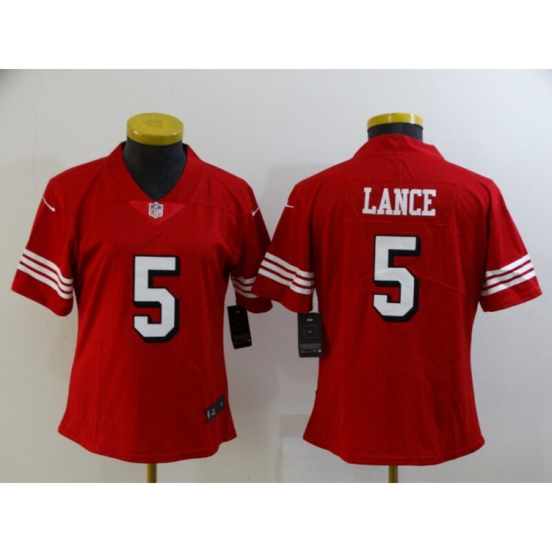 68625d3ccb229_1 Women's San Francisco 49ers #5 Trey Lance Red Stitched Jersey(Run Small)