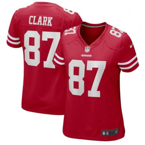 68625d46525d8_1 Women's San Francisco 49ers #87 Dwight Clark Red Stitched Jersey(Run Small)