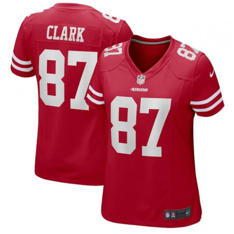 68625d46525d8_1 Women's San Francisco 49ers #87 Dwight Clark Red Stitched Jersey(Run Small)