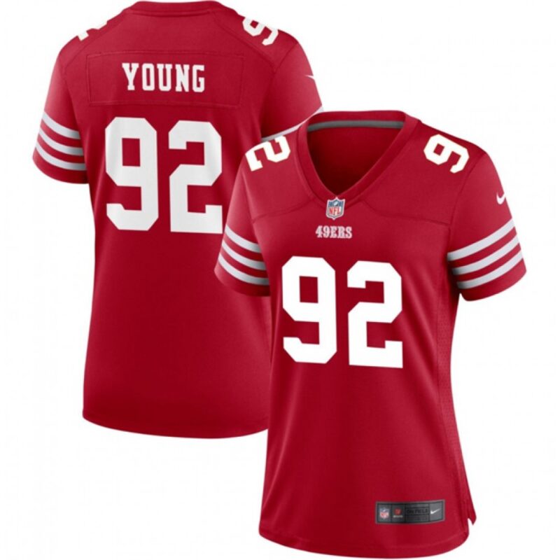 68625d494e3d8_1 Women's San Francisco 49ers #92 Chase Young Red Stitched Jersey(Run Small)