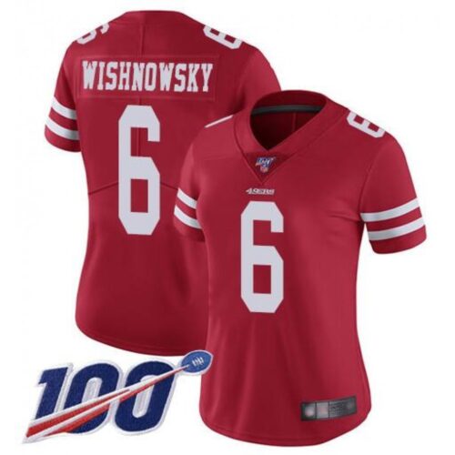 68625d61585d1_1 Women's NFL San Francisco 49ers #6 Mitch Wishnowsky 2019 Red 100th season Vapor Untouchable Limited Stitched Jersey(Run Small)