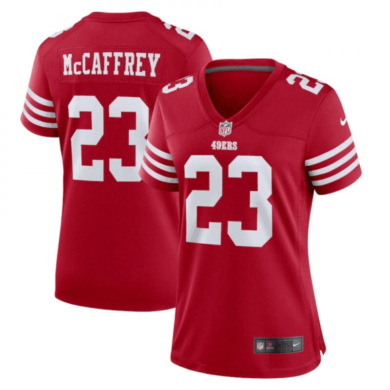 68625d78d95fe_1 Women's San Francisco 49ers #23 Christian McCaffrey Red Vapor Untouchable Stitched Jersey(Run Small)
