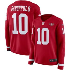 68625d7e95069_1 Women's San Francisco 49ers #10 Jimmy Garoppolo Scarlet Therma Long Sleeve Stitched NFL Jersey