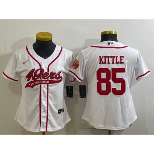 68625d9654558_1 Women's San Francisco 49ers #85 George Kittle White With Patch Cool Base Stitched Baseball Jersey(Run Small)