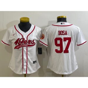 68625d9964cd6_1 Women's San Francisco 49ers #97 Nick Bosa White With Patch Cool Base Stitched Baseball Jersey(Run Small)
