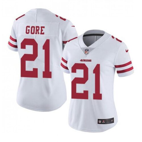 68625da88d1a0_1 Women's San Francisco 49ers #21 Frank Gore White Stitched Jersey(Run Small)