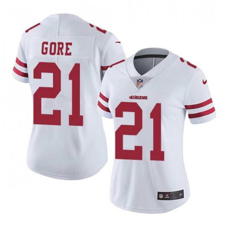 68625da88d1a0_1 Women's San Francisco 49ers #21 Frank Gore White Stitched Jersey(Run Small)