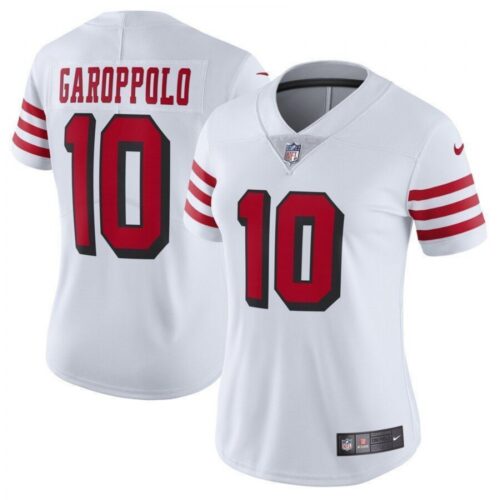 68625db785bb1_1 Women's NFL San Francisco 49ers #10 Jimmy Garoppolo White Vapor Untouchable Limited Stitched Jersey