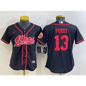 68625dd92123a_1 Women's San Francisco 49ers #13 Brock Purdy Black With Patch Cool Base Stitched Baseball Jersey(Run Small)