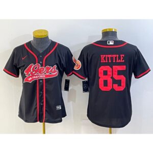 68625de2652ef_1 Women's San Francisco 49ers #85 George Kittle Black With Patch Cool Base Stitched Baseball Jersey(Run Small)