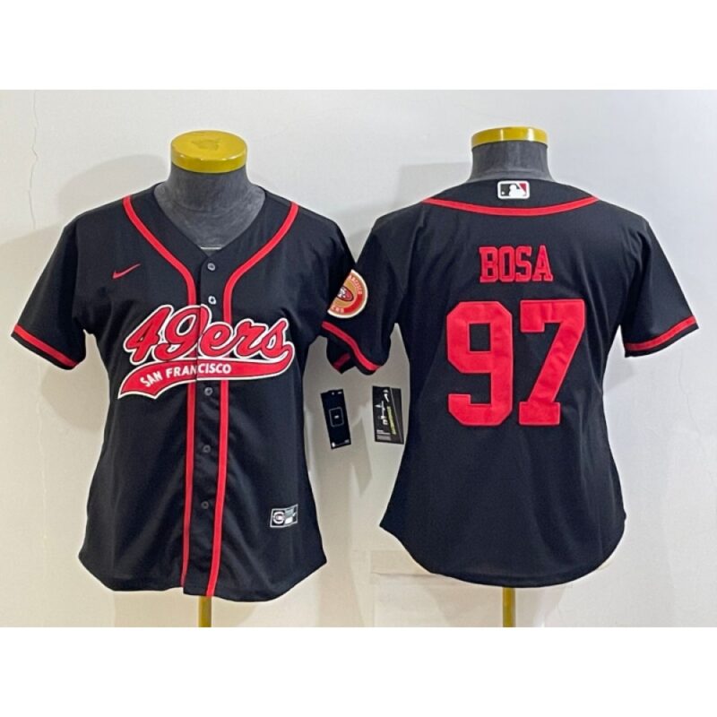 68625de56f863_1 Women's San Francisco 49ers #97 Nick Bosa Black With Patch Cool Base Stitched Baseball Jersey(Run Small)