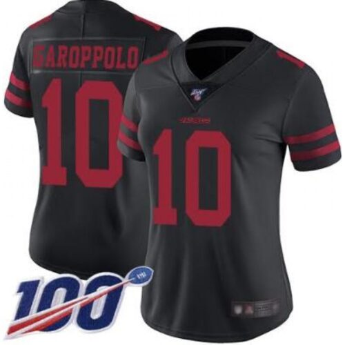 68625df211376_1 Women's San Francisco 49ers #10 Jimmy Garoppolo 2019 Black 100th Season Vapor Untouchable Limited Stitched Jersey