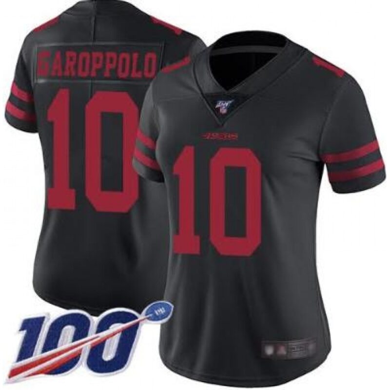 68625df211376_1 Women's San Francisco 49ers #10 Jimmy Garoppolo 2019 Black 100th Season Vapor Untouchable Limited Stitched Jersey