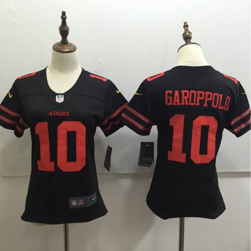 68625df532eea_1 Women's San Francisco 49ers #10 Jimmy Garoppolo Black Untouchable Limited Stitched NFL Jersey