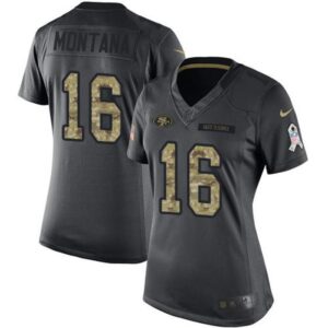 68625dfde287b_1 49ers #16 Joe Montana Black Women's Stitched NFL Limited 2016 Salute to Service Jersey