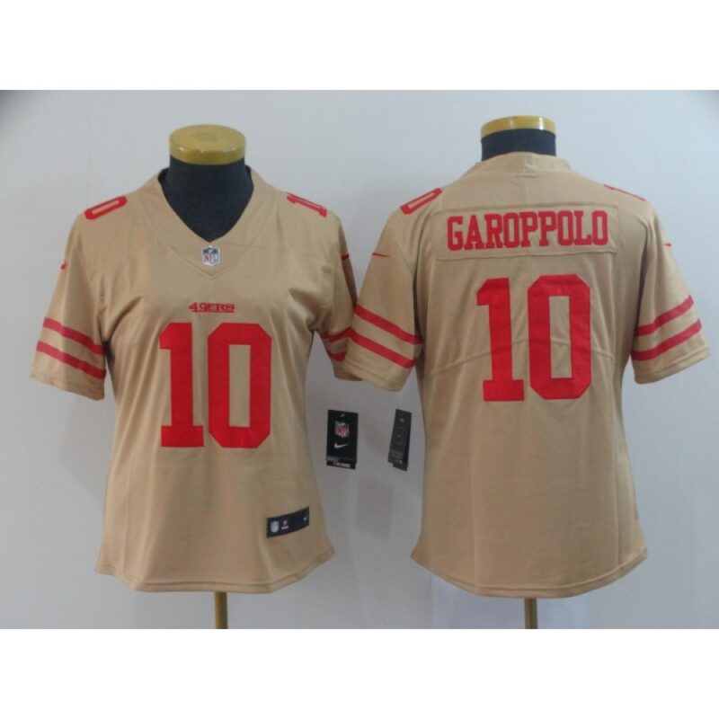 68625e49080fa_1 Women's NFL San Francisco 49ers #10 Jimmy Garoppolo 2019 Gold Inverted Legend Stitched NFL Jersey(Run Small)